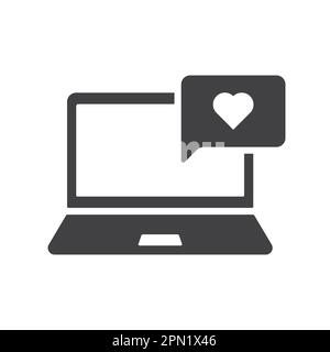laptop with like bubble vector icon Stock Vector