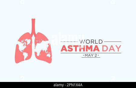 World asthma day. Vector illustration of world asthma day awareness poster with healthy lungs and inhaler. Stock Vector