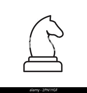 chess knight outline style vector icon Stock Vector