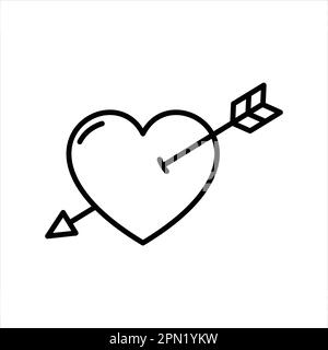 heart arrow outline style vector icon Stock Vector