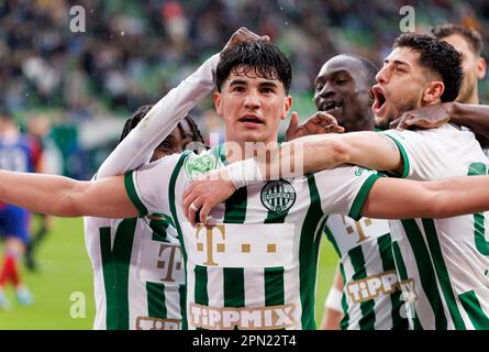 Krisztian Lisztes of Ferencvarosi TC celebrates with teammates after  scoring a goal during the Hungarian OTP Bank Liga match between Ferencvarosi  TC and MOL Fehervar FC at Groupama Arena on April 2, 2023 in Budapest,  Hungary Stock Photo - Alamy