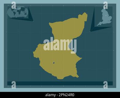 Mansfield, non metropolitan district of England - Great Britain. Solid color shape. Corner auxiliary location maps Stock Photo