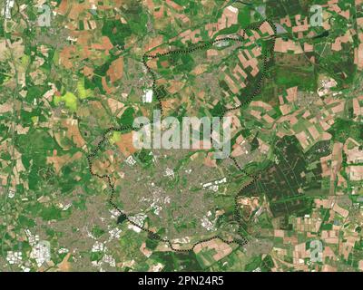 Mansfield, non metropolitan district of England - Great Britain. Low resolution satellite map Stock Photo