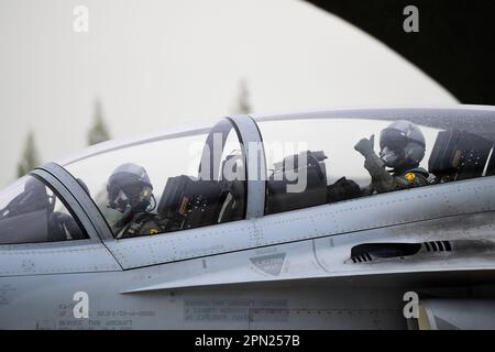 Gwangju, South Korea. 16th Apr, 2023. Apil 16, 2023-Gwangju, South Korea-South Korean Air Force KF-16, FA-50 United States Air Frce F-35B take part in an joint drill at Gwangju Air Base, South Korea. South Korea and the United States will kick off a large-scale regular joint air exercise later this week, the South's Air Force said Sunday, in the latest drill meant to step up deterrence against North Korea's evolving military threats. (Credit Image: © Defense Ministry via ZUMA Press Wire) EDITORIAL USAGE ONLY! Not for Commercial USAGE! Stock Photo