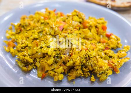 Egg Bhurji, scrambled eggs, Mumbai, India Stock Photo