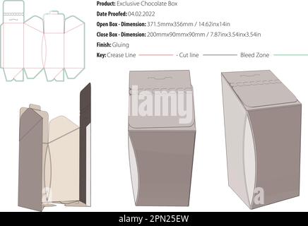 Exclusive Chocolate Box packaging design template gluing die cut - vector Stock Vector