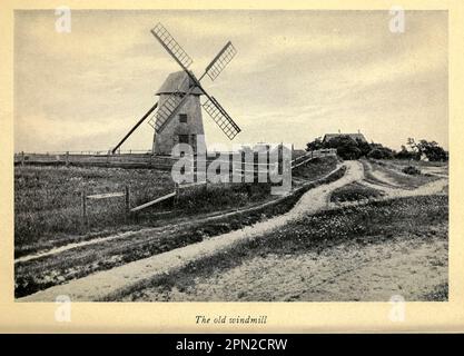 Nantucket, The Old Windmill historic photography from the book  Highways and byways of New England, including the states of Massachusetts, New Hampshire, Rhode Island, Connecticut, Vermont and Maine by Clifton Johnson, 1865-1940 Publication date 1915 Publisher New York, The Macmillan Company; London, Macmillan and Co., Limited Stock Photo