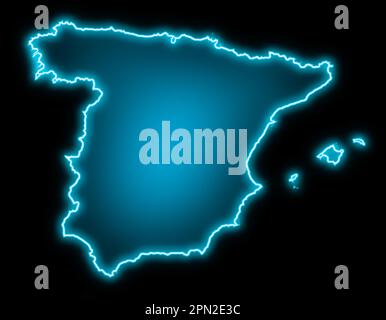 spain map blue glow futuristic design Stock Photo