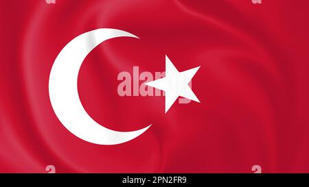 Flag of Turkey waving in the wind. Part of a series. Stock Photo