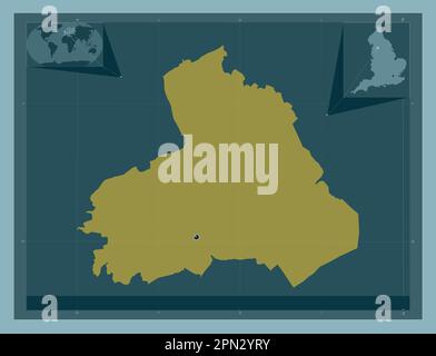 Pendle, non metropolitan district of England - Great Britain. Solid color shape. Corner auxiliary location maps Stock Photo