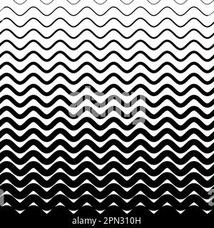 Geometric pattern. Fading seamless border. Black waves line isolation on white background. Faded perforated waves for designs print. Geo curved. Fades Stock Vector