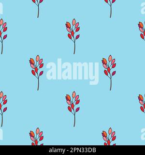 Hand drawn vector seamless pattern of red berries barberry, cranberry  Stock Vector