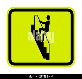 Caution Walk Down Stairs Backwards Sign Stock Vector
