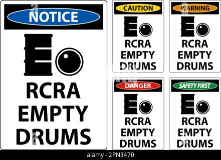 Notice Sign RCRA Empty Drums On White Background Stock Vector