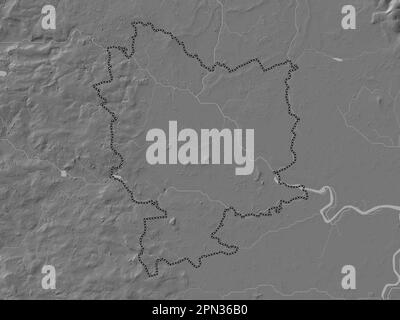 Selby, non metropolitan district of England - Great Britain. Bilevel elevation map with lakes and rivers Stock Photo