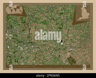 Selby, non metropolitan district of England - Great Britain. Low resolution satellite map. Corner auxiliary location maps Stock Photo