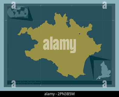 South Hams, non metropolitan district of England - Great Britain. Solid color shape. Corner auxiliary location maps Stock Photo