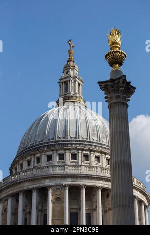 St Pauls Cathedral Dome and people on the viewing platform Stock Photo