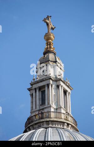 St Pauls Cathedral Dome and people on the viewing platform Stock Photo