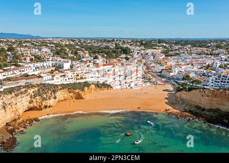 Aerial from the historical village Carvoeiro in the Algarve Portugal Stock Photo