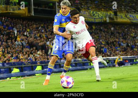 Buenos Aires, Argentina, 15th April 2023, of Boca Juniors during a match for the 12nd round of Argentina´s Liga Profesional de Fútbol Binance Cup at L Stock Photo