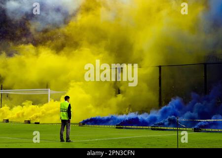 Buenos Aires, 15th April 2023, Stadium of Boca Juniors during a match for the 12nd round of Argentina´s Liga Profesional de Fútbol Binance Cup at L Stock Photo