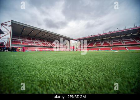 Nottingham, UK. 16th Apr, 2023. A general view of The City Ground before the Premier League match Nottingham Forest vs Manchester United at City Ground, Nottingham, United Kingdom, 16th April 2023 (Photo by Ritchie Sumpter/News Images) in Nottingham, United Kingdom on 4/16/2023. (Photo by Ritchie Sumpter/News Images/Sipa USA) Credit: Sipa USA/Alamy Live News Stock Photo