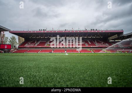 Nottingham, UK. 16th Apr, 2023. A general view of The City Ground before the Premier League match Nottingham Forest vs Manchester United at City Ground, Nottingham, United Kingdom, 16th April 2023 (Photo by Ritchie Sumpter/News Images) in Nottingham, United Kingdom on 4/16/2023. (Photo by Ritchie Sumpter/News Images/Sipa USA) Credit: Sipa USA/Alamy Live News Stock Photo