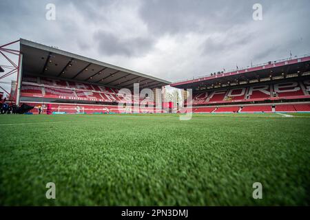 Nottingham, UK. 16th Apr, 2023. A general view of The City Ground before the Premier League match Nottingham Forest vs Manchester United at City Ground, Nottingham, United Kingdom, 16th April 2023 (Photo by Ritchie Sumpter/News Images) in Nottingham, United Kingdom on 4/16/2023. (Photo by Ritchie Sumpter/News Images/Sipa USA) Credit: Sipa USA/Alamy Live News Stock Photo