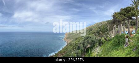 Morocco: view from Cape Spartel Lighthouse (1864) on the promontory at Strait of Gibraltar entrance, the northwesternmost point of African continent Stock Photo