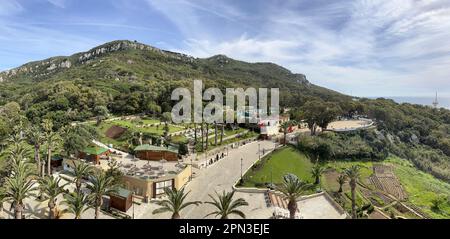 Morocco: view from Cape Spartel Lighthouse (1864) on the promontory at Strait of Gibraltar entrance, the northwesternmost point of African continent Stock Photo