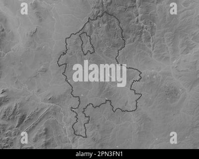 Staffordshire, administrative county of England - Great Britain. Grayscale elevation map with lakes and rivers Stock Photo