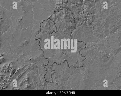 Staffordshire, administrative county of England - Great Britain. Bilevel elevation map with lakes and rivers Stock Photo