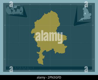 Staffordshire, administrative county of England - Great Britain. Solid color shape. Corner auxiliary location maps Stock Photo