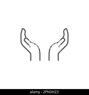 Protecting hands related vector linear icon Stock Vector