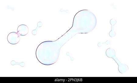 Hydrogen molecule H2 molecule model. 3D rendering isolated on white ...