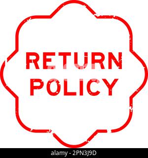 Grunge red return policy word rubber seal stamp on white background Stock Vector