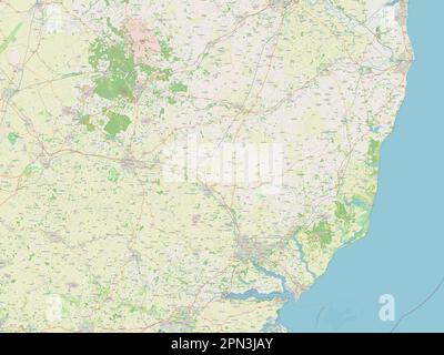 Suffolk, administrative county of England - Great Britain. Open Street Map Stock Photo