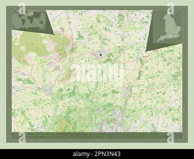 Test Valley, non metropolitan district of England - Great Britain. Open Street Map. Corner auxiliary location maps Stock Photo