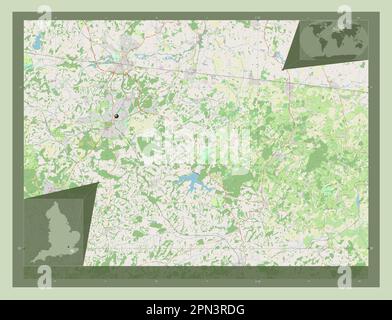 Tunbridge Wells, non metropolitan district of England - Great Britain. Open Street Map. Corner auxiliary location maps Stock Photo