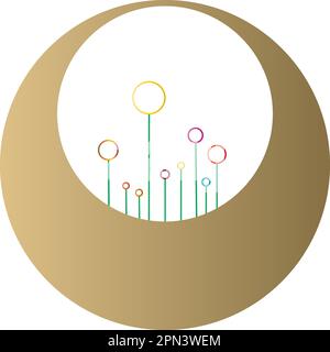 Colorful Basket of Flowers. Colored Doodle Icon. Vector Illustration Stock Vector