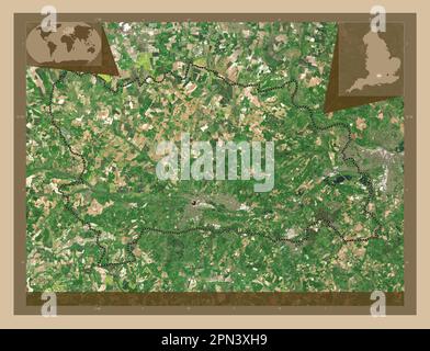 West Berkshire, county of England - Great Britain. Low resolution satellite map. Corner auxiliary location maps Stock Photo