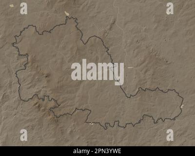 West Midlands Combined Authority, region of England - Great Britain. Elevation map colored in sepia tones with lakes and rivers Stock Photo