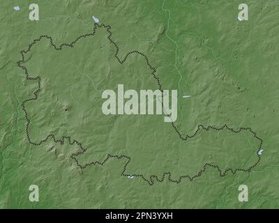 West Midlands Combined Authority, region of England - Great Britain. Elevation map colored in wiki style with lakes and rivers Stock Photo