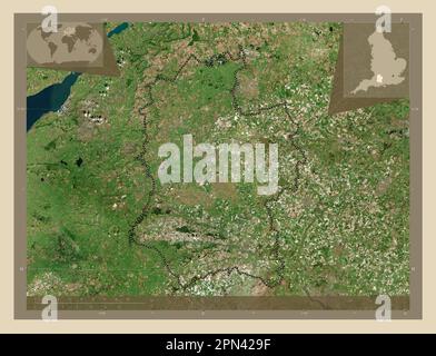 Wiltshire, administrative county of England - Great Britain. High resolution satellite map. Corner auxiliary location maps Stock Photo