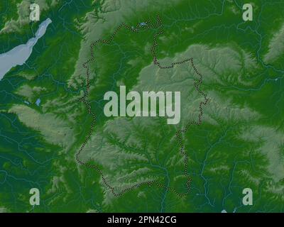 Wiltshire, administrative county of England - Great Britain. Colored elevation map with lakes and rivers Stock Photo