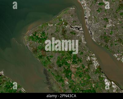 Wirral, metropolitan district of England - Great Britain. Low resolution satellite map Stock Photo