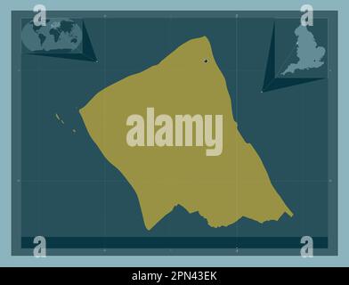 Wirral, metropolitan district of England - Great Britain. Solid color shape. Corner auxiliary location maps Stock Photo