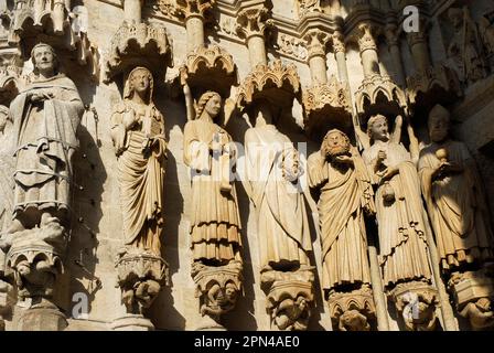 AMIENS CATHEDRAL1220-1288 - LA SOMME RÉGION HAUTS DE FRANCE - GOTHIC ARCHITECTURE - LARGEST GOTHIC CATHEDRAL IN FRANCE - MAIN FACADE AND DETAILS © photography : Frédéric BEAUMONT Stock Photo