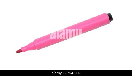 New red stationery marker isolated on white. Stock Photo
